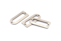 D Shape Charm - 8 Antique Silver Plated Brass D Shape Connectors With 2 Holes, Pendants (30x13x0.80mm) M071