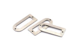 D Shape Charm - 8 Antique Silver Plated Brass D Shape Connectors With 2 Holes, Pendants (30x13x0.80mm) M071