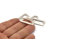 D Shape Charm - 8 Antique Silver Plated Brass D Shape Connectors With 2 Holes, Pendants (30x13x0.80mm) M071