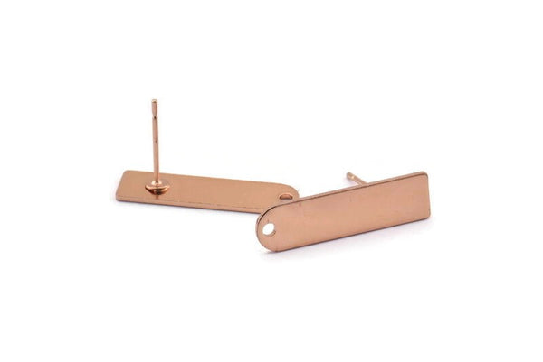 Stud Earring - 4 Rose Gold Plated Brass Stud Earrings With 1 Hole (23x6x0.80mm) M951 A1550