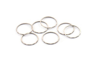 Silver Circle Connectors, 24 Textured Antique Silver Plated Brass Circle Connectors (17x0.8x0.9mm) BS 2324