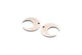 Silver Moon Charm, 12 Antique Silver Plated Brass Crescent Moon Charms With 1 Hole (14x13.5x5x0.8mm) BS 2364
