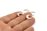 Silver Moon Charm, 12 Antique Silver Plated Brass Crescent Moon Charms With 1 Hole (14x13.5x5x0.8mm) BS 2364