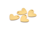 Gold Heart Charm, 6 Gold Plated Brass Heart Charms With 1 Hole (14x11x1mm) M855