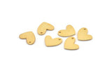 Gold Heart Charm, 6 Gold Plated Brass Heart Charms With 1 Hole (14x11x1mm) M855
