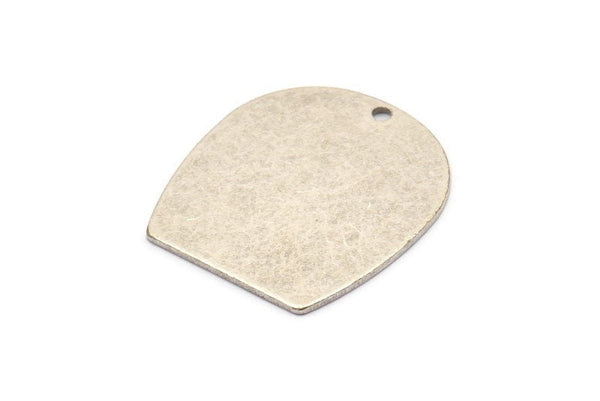 D Shaped Charm, 4 Antique Silver Plated Brass D Shaped Charms With 1 Hole, D Shape Blanks (25x22x0.80mm) M464