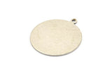 Silver Round Charm, 4 Antique Silver Plated Brass Round Charms With 1 Loop, Blanks (25x28x0.80mm) M462