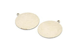 Silver Round Charm, 4 Antique Silver Plated Brass Round Charms With 1 Loop, Blanks (25x28x0.80mm) M462