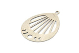 Silver Drop Charm, 2 Antique Silver Plated Brass Moon Phases Charms With 1 Loop, Pendants (49x36x0.80mm) M1008