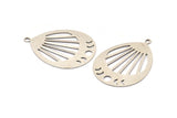 Silver Drop Charm, 2 Antique Silver Plated Brass Moon Phases Charms With 1 Loop, Pendants (49x36x0.80mm) M1008