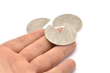 Silver Circle Blank, 2 Textured Antique Silver Plated Brass Pizza Slice Blanks, Findings (37x34x0.80mm) M206