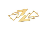Gold Triangle Charm, 2 Gold Plated Brass Triangle Charms With 1 Loop (49x21x1mm) M01119