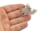 Silver Sun Pendant, 2 Antique Silver Plated Brass Sun Charms With 2 Loops (38x27.5x1.7mm) E210 H1368
