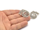 Silver Bird Charm, 2 Antique Silver Plated Brass Bird Charms With 1 Loop, Findings (33x26x1mm) N1476 H1309