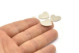 Silver Heart Blank, 10 Antique Silver Plated Brass Heart Blanks, Stamping Blanks (16x14x1mm) M848