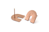 Stud Earring, 4 Textured Rose Gold Plated Brass U Shaped Stud Earrings (15x0.80mm) M162 A1560