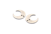 Silver Moon Charm, 12 Antique Silver Plated Brass Crescent Moon Charms With 2 Holes (14x13.5x5x0.8mm) BS 2367 H1378
