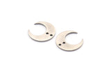 Silver Moon Charm, 12 Antique Silver Plated Brass Crescent Moon Charms With 2 Holes (14x13.5x5x0.8mm) BS 2367 H1378
