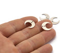 Silver Moon Charm, 12 Antique Silver Plated Brass Crescent Moon Charms With 2 Holes (14x13.5x5x0.8mm) BS 2367 H1378