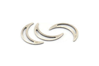 Silver Moon Blank, 24 Antique Silver Plated Brass Crescent Moon Blanks, Stamping Blanks (22x5x0.80mm) M01186 H0932