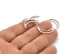Silver Moon Blank, 12 Textured Antique Silver Plated Brass Crescent Moon Blanks, Stamping Blanks (22x5x0.80mm) M01200 H1271