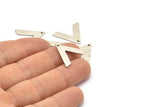 Silver V Shape, 12 Antique Silver Plated Brass V Shaped Charms With 1 Hole (22x18x1mm) M01244 H1260