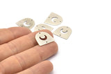 Silver Moon Charm,  12 Antique Silver Plated Brass D Shape Charms With 2 Holes (16x17x0.50mm) M1064