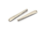Hammered Bar Pendant, 5 Antique Silver Plated Brass Hammered Bar Pendants With 2 Holes, Earring Drops (31x5mm) BS 1811