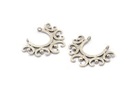 Silver Pendant, 3 Antique Silver Plated Brass Pendants, Silver Charms With 2 Loops (33x26x1mm) BS 2443