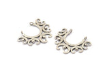 Silver Pendant, 3 Antique Silver Plated Brass Pendants, Silver Charms With 2 Loops (33x26x1mm) BS 2443
