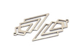 Silver Triangle Charm, 4 Antique Silver Plated Brass Diamond Charms With 1 Loop (49x22x1mm) M01160 H1272