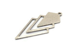 Silver Triangle Charm, 4 Antique Silver Plated Brass Diamond Charms With 1 Loop (49x22x1mm) M01162 H1256