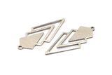 Silver Triangle Charm, 4 Antique Silver Plated Brass Diamond Charms With 1 Loop (49x22x1mm) M01162 H1256