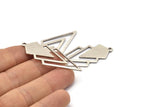 Silver Triangle Charm, 4 Antique Silver Plated Brass Diamond Charms With 1 Loop (49x22x1mm) M01162 H1256