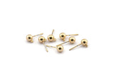 Gold Ball Earring, 4 Gold Plated Brass Ball Stud Earrings (6mm) BS 1731 H0585