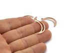 Rose Gold Moon Charm, 8 Rose Gold Pladet Brass Crescent Moon Charms With 1 Loop (25x5x0.80mm) M01188 H1667