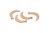 Rose Gold Moon Charm, 6 Textured Rose Gold Plated Brass Crescent Moon Charms With 1 Loop (25x5x0.80mm) M01202