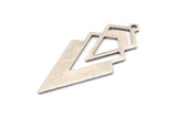 Silver Triangle Charm, 4 Antique Silver Plated Brass Diamond Charms With 1 Loop (49x22x1mm) M01156