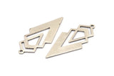 Silver Triangle Charm, 4 Antique Silver Plated Brass Diamond Charms With 1 Loop (49x22x1mm) M01156