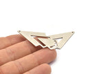 Silver Triangle Charm, 4 Antique Silver Plated Brass Diamond Charms With 1 Hole (46x22x1mm) M01170