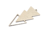 Silver Triangle Charm, 4 Antique Silver Plated Brass Triangle Charms With 1 Loop (49x21x1mm) M01117 H1300