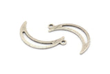 Silver Moon Charm, 24 Textured Antique Silver Plated Brass Crescent Moon Charms With 1 Loop (25x5x0.80mm) M01201