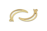 Gold Moon Charm, 10 Textured Gold Plated Brass Crescent Moon Charms With 1 Loop (25x5x0.80mm) M01201
