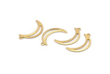 Gold Moon Charm, 10 Textured Gold Plated Brass Crescent Moon Charms With 1 Loop (25x5x0.80mm) M01201