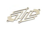 Silver Triangle Charm, 4 Antique Silver Plated Brass Diamond Charms With 2 Loops (51x22x1mm) M01152 H1284