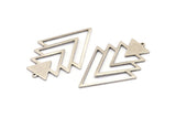 Silver Triangle Charm, 4 Antique Silver Plated Brass Tree Charms With 1 Loop (49x33x1mm) M01223 H1255