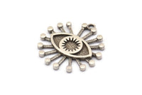 Silver Eye Charm, Antique Silver Plated Brass Eye Charms With 1 Loop, Pendants (28x26x2mm) N1371
