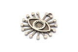 Silver Eye Charm, Antique Silver Plated Brass Eye Charms With 1 Loop, Pendants (28x26x2mm) N1371