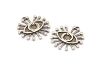Silver Eye Charm, Antique Silver Plated Brass Eye Charms With 1 Loop, Pendants (28x26x2mm) N1371