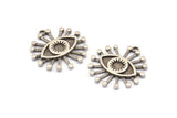 Silver Eye Charm, Antique Silver Plated Brass Eye Charms With 1 Loop, Pendants (28x26x2mm) N1371